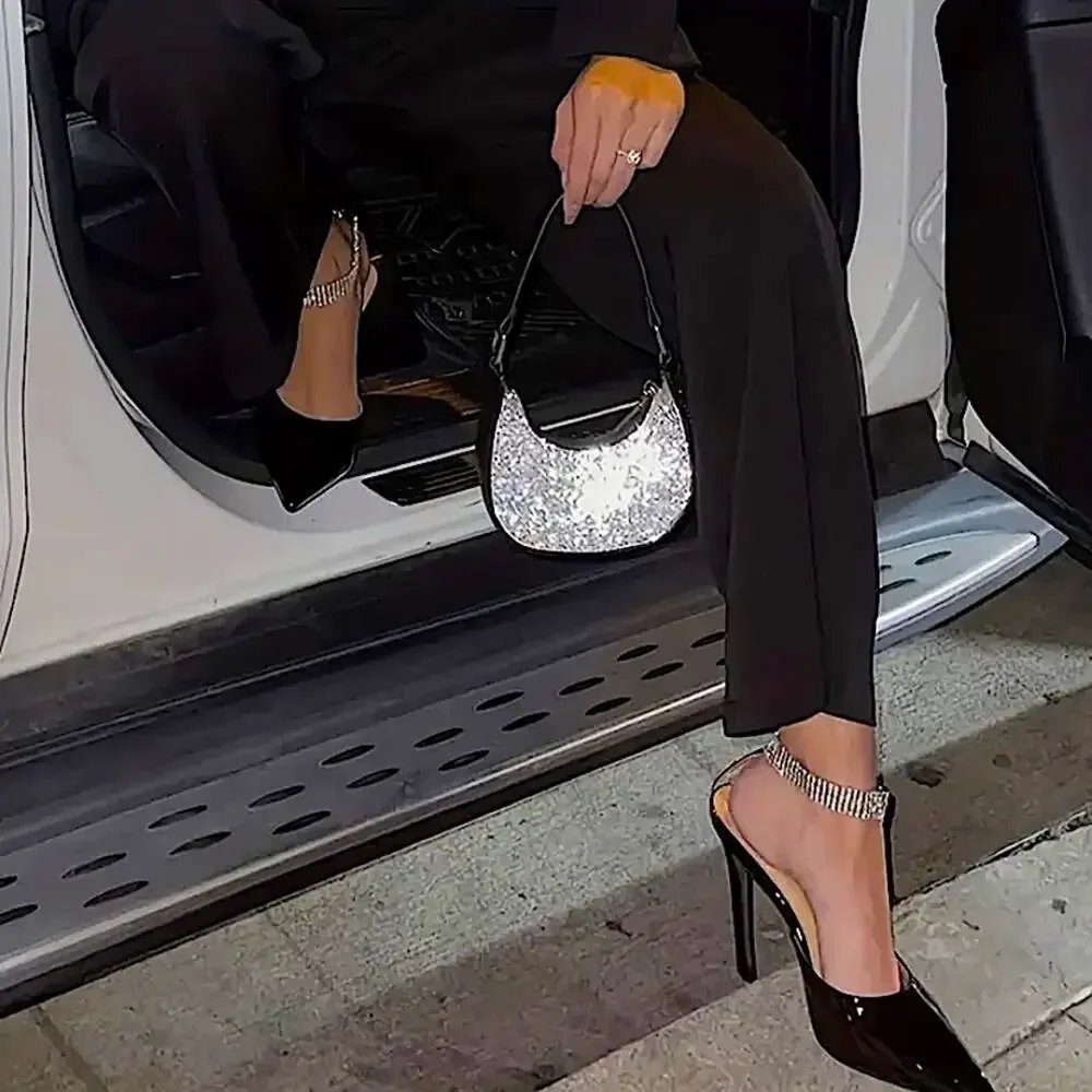 Silver Rhinestone Buckle Ankle Bracelet